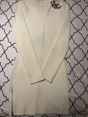 Fashion Nova Long Sleeve Dress in Cream